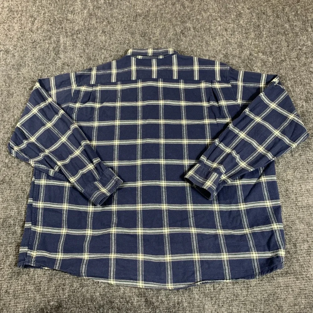 Wrangler Shirt‎ Mens 3XL Blue White Plaid Button Up Outdoors Grunge Heavyweight